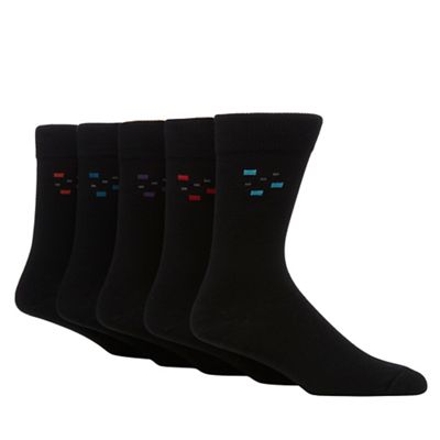 Pack of five black square ankle socks